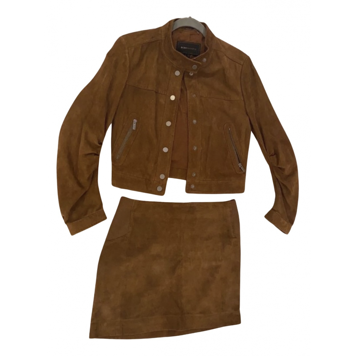 BCBG Max Azria - Jacket Suede Camel Plain for Female - Second Hand Jacket, Very Good Condition